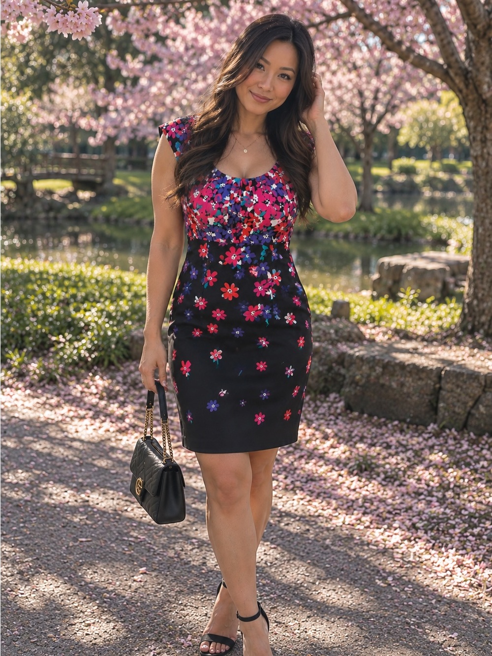 Vintage | Cleo | Floral Print | Midi Sheath Dress | 8